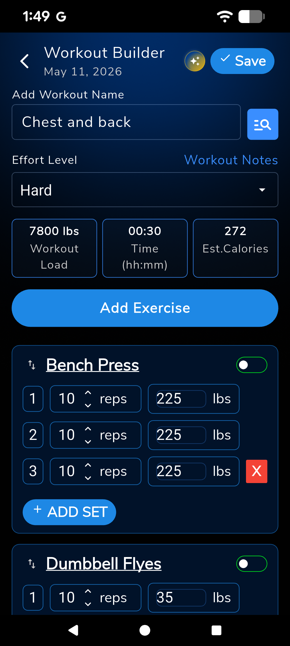 Workout Builder Screenshot