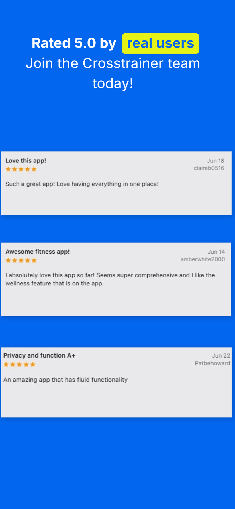 CrossTrainer: Fitness Tracker app
